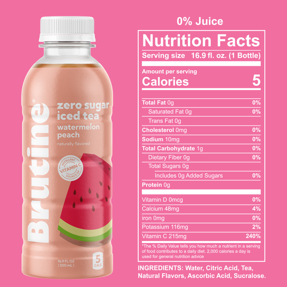 Watermelon Peach Zero Sugar Iced Tea, 12 Pack